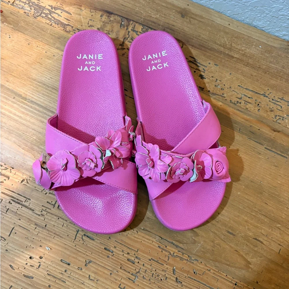 Janie and Jack Girls Floral Pink Pool Side Slide Sandals